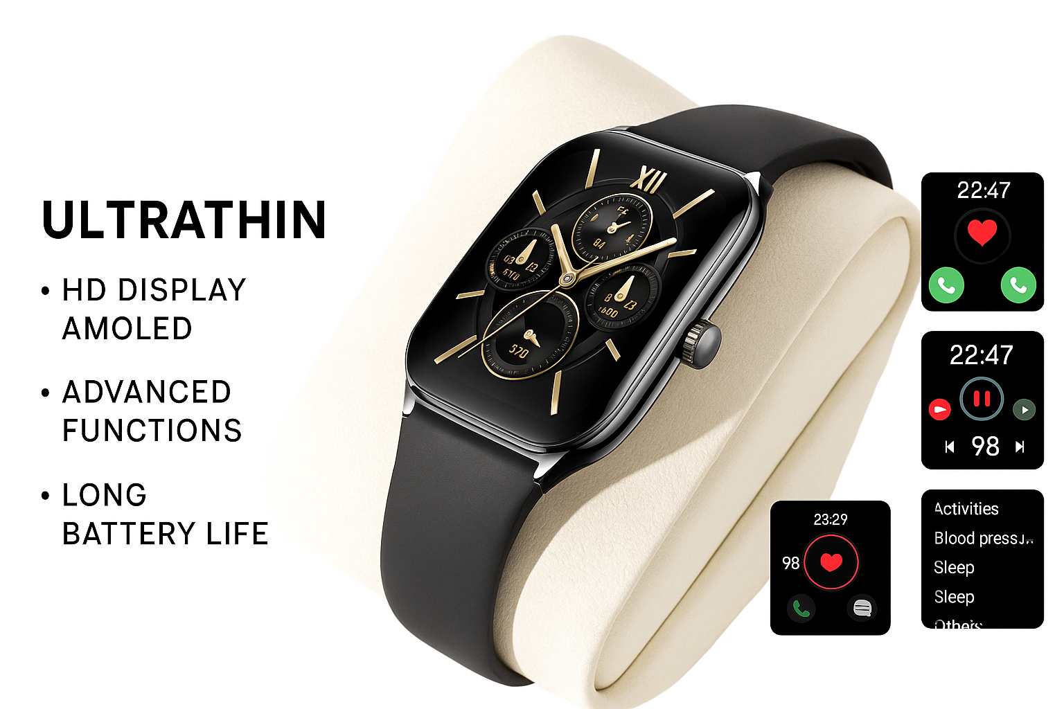 HD Display Fitness Watch with Call Reminder
