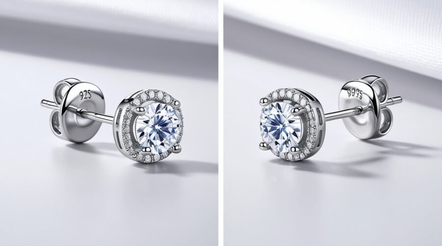 Phoenix_09_Ultrasharp_product_photograph_of_a_pair_of_stud_ear_2 Elegant Moissanite Wedding Earrings