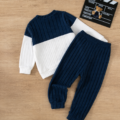 Boys Clothing Color Block Knitted Sweater And Pants Set Casual Outfit