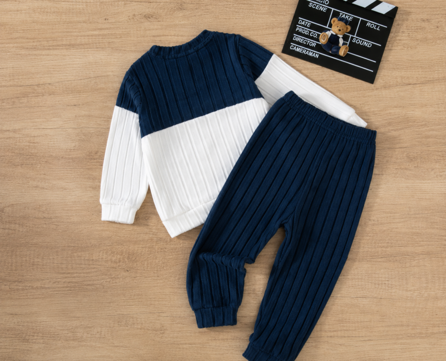 Boys Clothing Color Block Knitted Sweater And Pants Set Casual Outfit