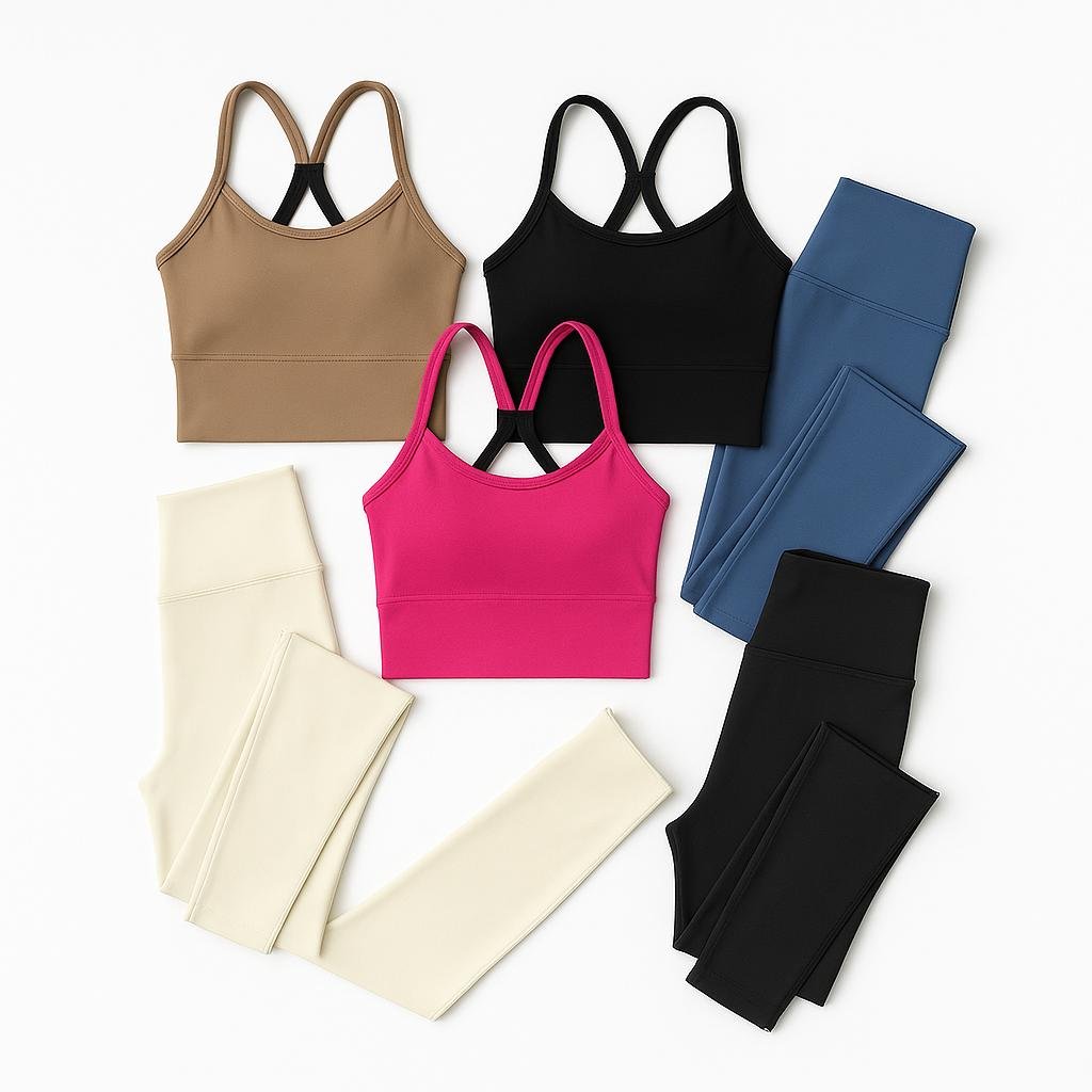 Women's activewear collection with sportswear sets and gym clothing